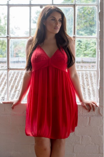 Red Double Layer Lace & Mesh Nightwear